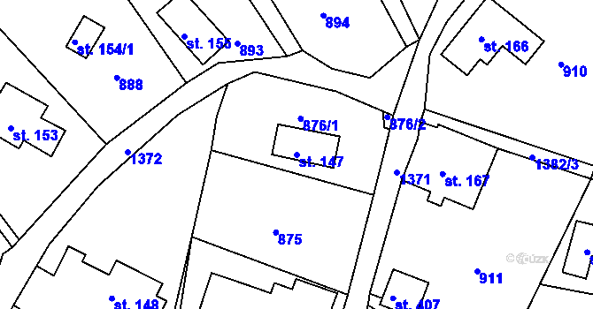Parcela st. 147 v KÚ Pihel, Katastrální mapa