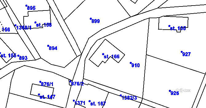 Parcela st. 166 v KÚ Pihel, Katastrální mapa