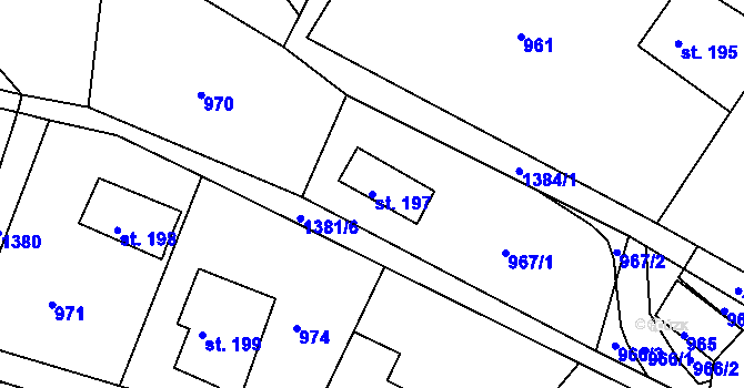 Parcela st. 197 v KÚ Pihel, Katastrální mapa