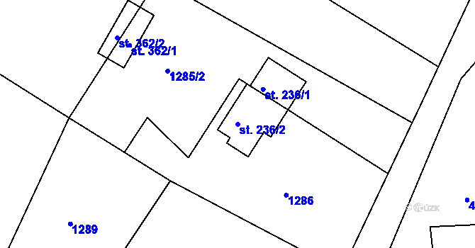 Parcela st. 236/2 v KÚ Pihel, Katastrální mapa