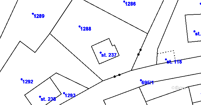 Parcela st. 237 v KÚ Pihel, Katastrální mapa