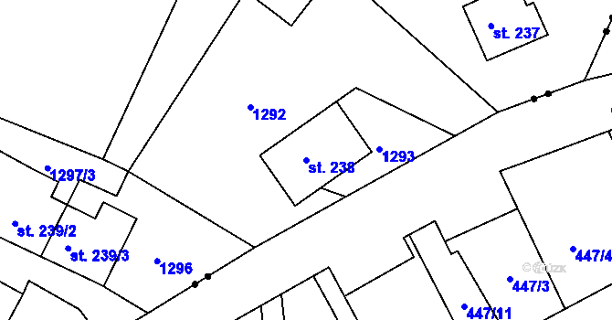 Parcela st. 238 v KÚ Pihel, Katastrální mapa