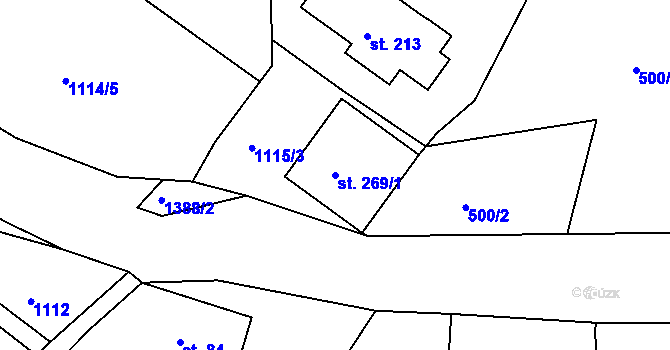 Parcela st. 269/1 v KÚ Pihel, Katastrální mapa