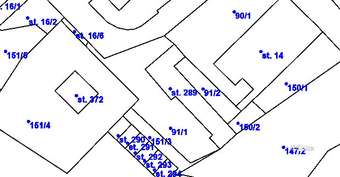 Parcela st. 289 v KÚ Pihel, Katastrální mapa