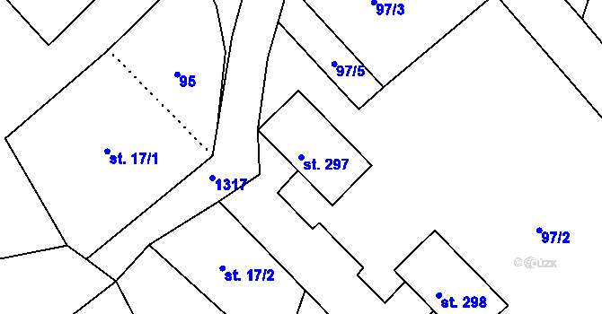 Parcela st. 297 v KÚ Pihel, Katastrální mapa