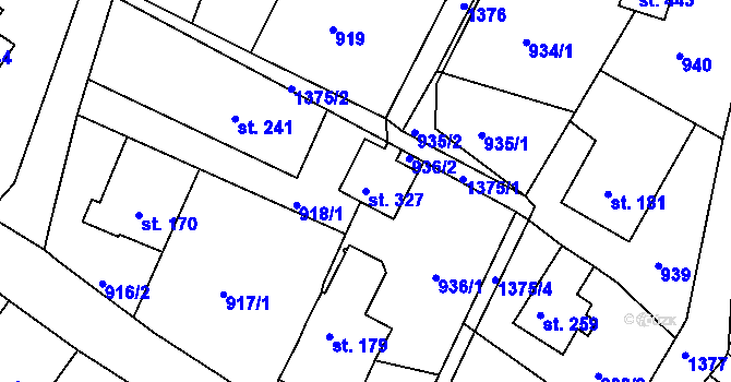 Parcela st. 327 v KÚ Pihel, Katastrální mapa