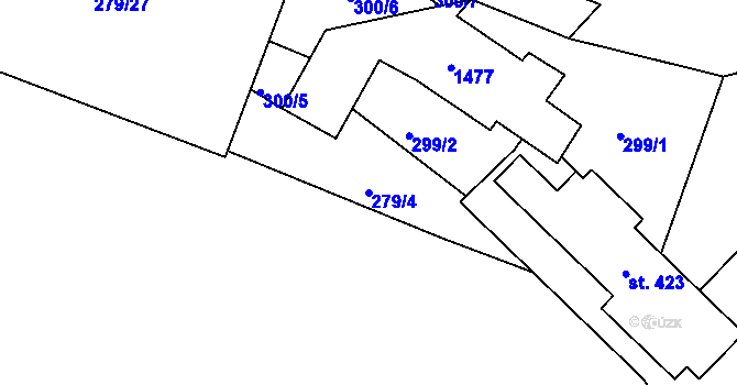 Parcela st. 279/4 v KÚ Pihel, Katastrální mapa