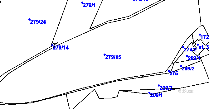 Parcela st. 279/15 v KÚ Pihel, Katastrální mapa