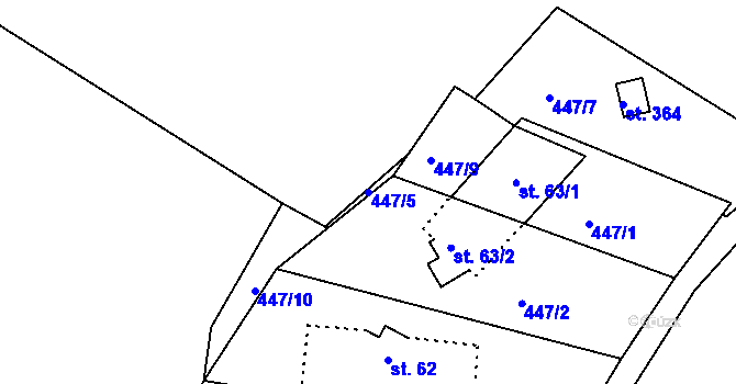 Parcela st. 447/5 v KÚ Pihel, Katastrální mapa