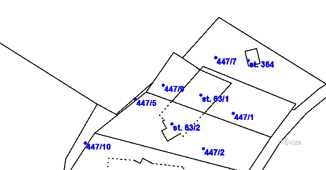 Parcela st. 447/9 v KÚ Pihel, Katastrální mapa