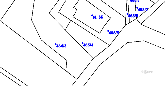 Parcela st. 465/4 v KÚ Pihel, Katastrální mapa