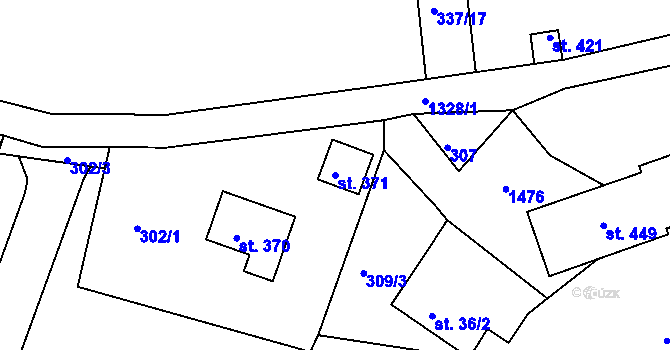 Parcela st. 371 v KÚ Pihel, Katastrální mapa