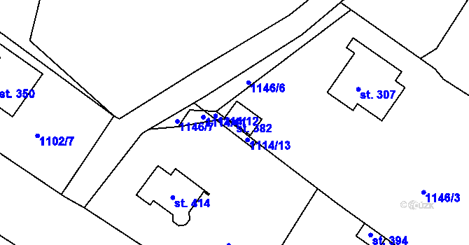 Parcela st. 382 v KÚ Pihel, Katastrální mapa
