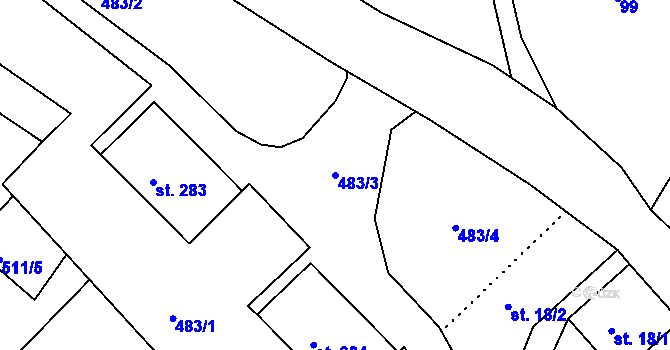Parcela st. 483/3 v KÚ Pihel, Katastrální mapa