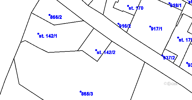 Parcela st. 142/2 v KÚ Pihel, Katastrální mapa