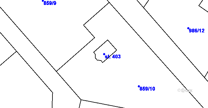 Parcela st. 403 v KÚ Pihel, Katastrální mapa