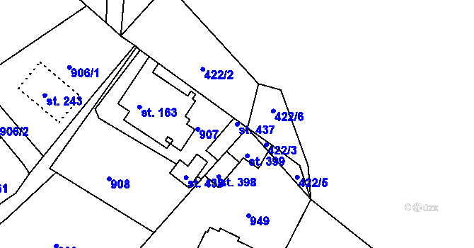 Parcela st. 437 v KÚ Pihel, Katastrální mapa