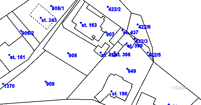 Parcela st. 438 v KÚ Pihel, Katastrální mapa