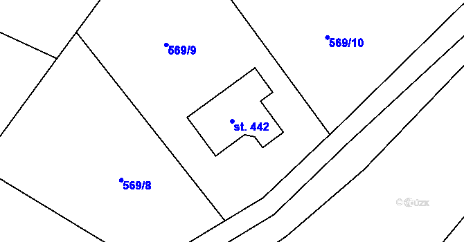Parcela st. 442 v KÚ Pihel, Katastrální mapa