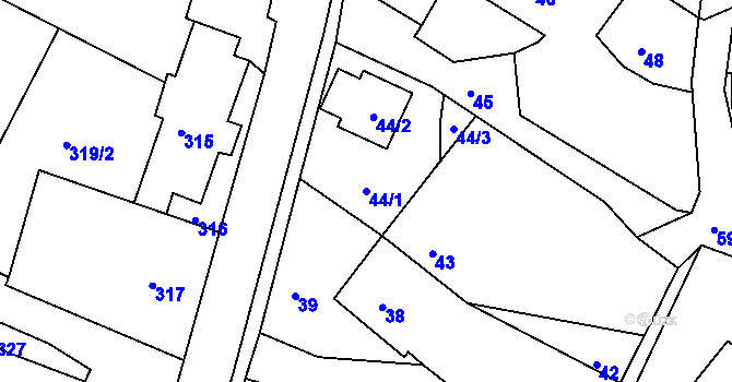 Parcela st. 44/1 v KÚ Pila, Katastrální mapa