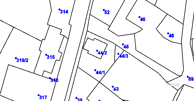 Parcela st. 44/2 v KÚ Pila, Katastrální mapa