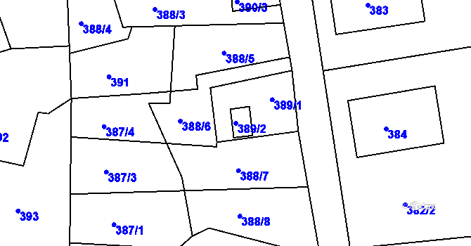 Parcela st. 389/2 v KÚ Pila, Katastrální mapa