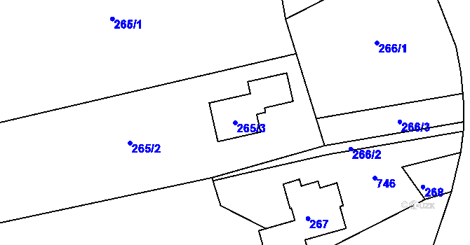 Parcela st. 265/3 v KÚ Pila, Katastrální mapa