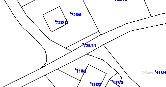 Parcela st. 728/11 v KÚ Pila, Katastrální mapa