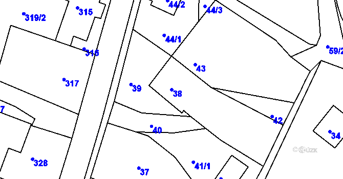Parcela st. 38 v KÚ Pila, Katastrální mapa