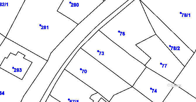 Parcela st. 73 v KÚ Pila, Katastrální mapa