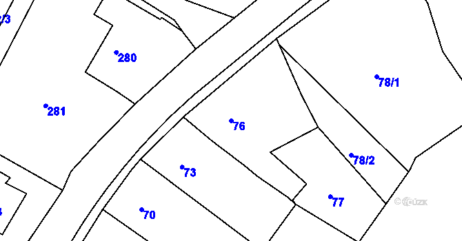 Parcela st. 76 v KÚ Pila, Katastrální mapa