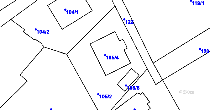 Parcela st. 105/4 v KÚ Pila, Katastrální mapa