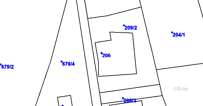 Parcela st. 206 v KÚ Pila, Katastrální mapa