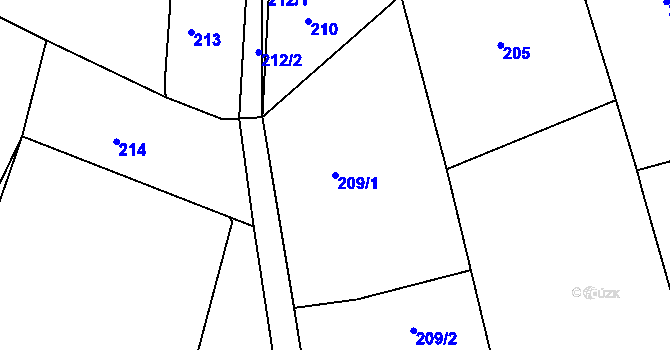 Parcela st. 209/1 v KÚ Pila, Katastrální mapa