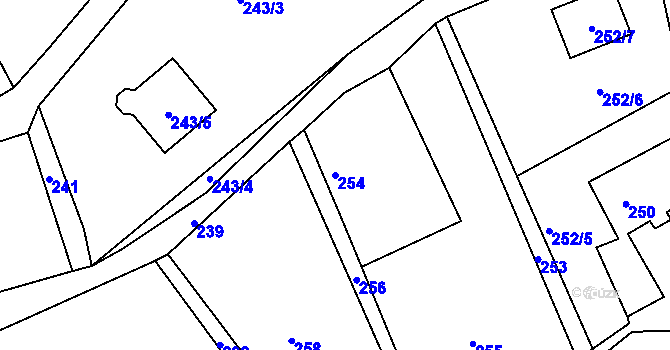 Parcela st. 254 v KÚ Pila, Katastrální mapa