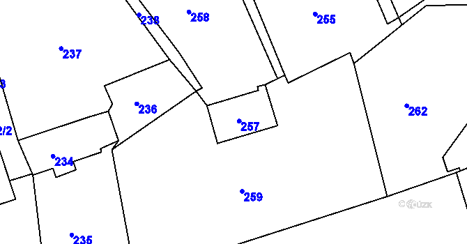 Parcela st. 257 v KÚ Pila, Katastrální mapa