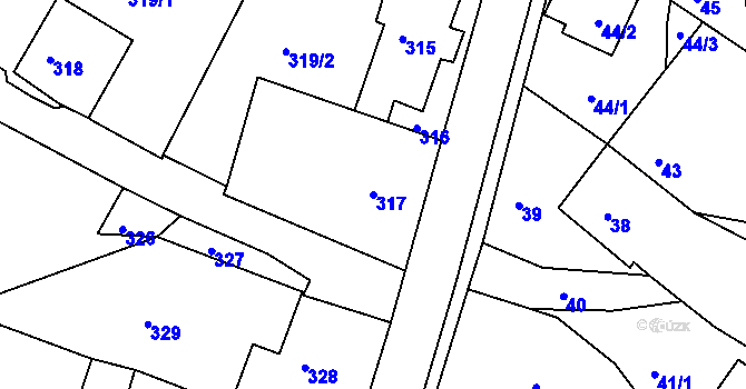 Parcela st. 317 v KÚ Pila, Katastrální mapa