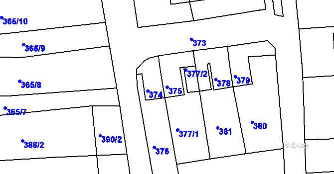 Parcela st. 375 v KÚ Pila, Katastrální mapa