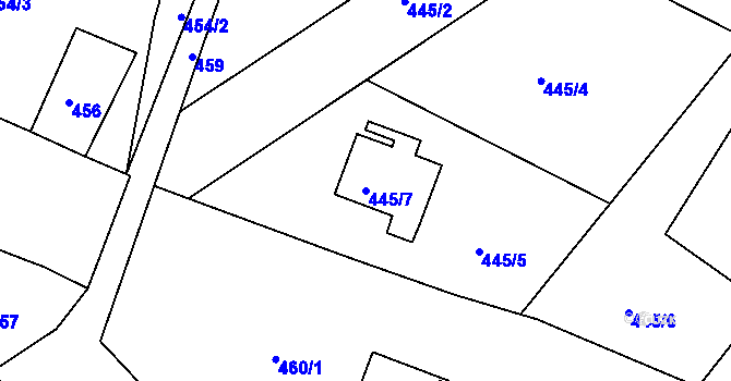 Parcela st. 445/7 v KÚ Pila, Katastrální mapa