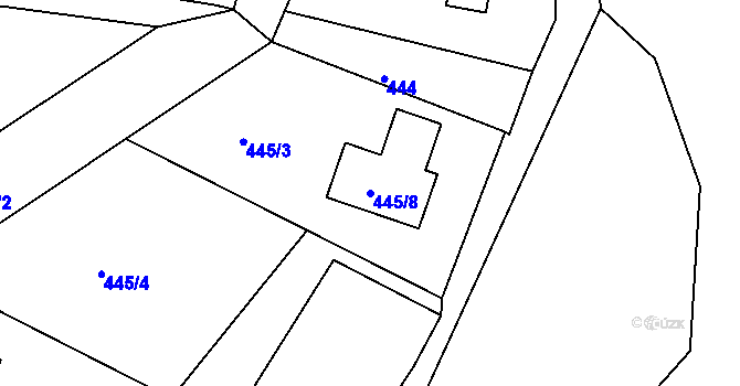 Parcela st. 445/8 v KÚ Pila, Katastrální mapa