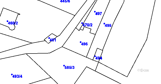 Parcela st. 496 v KÚ Pila, Katastrální mapa