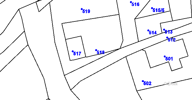 Parcela st. 518 v KÚ Pila, Katastrální mapa