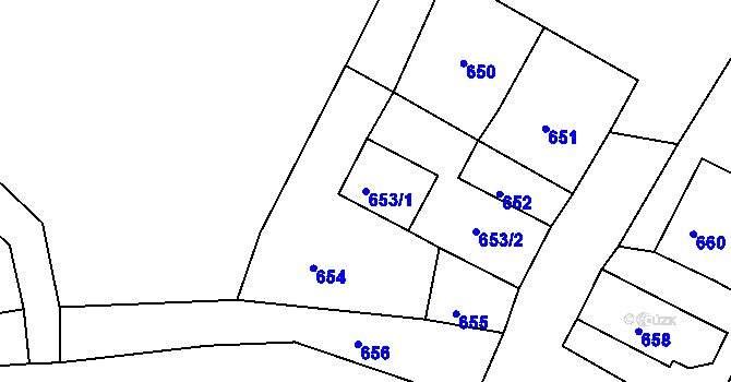 Parcela st. 653/1 v KÚ Pila, Katastrální mapa