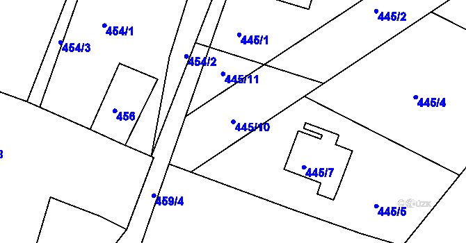 Parcela st. 445/10 v KÚ Pila, Katastrální mapa