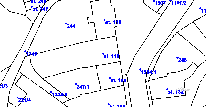 Parcela st. 110 v KÚ Pilníkov I, Katastrální mapa