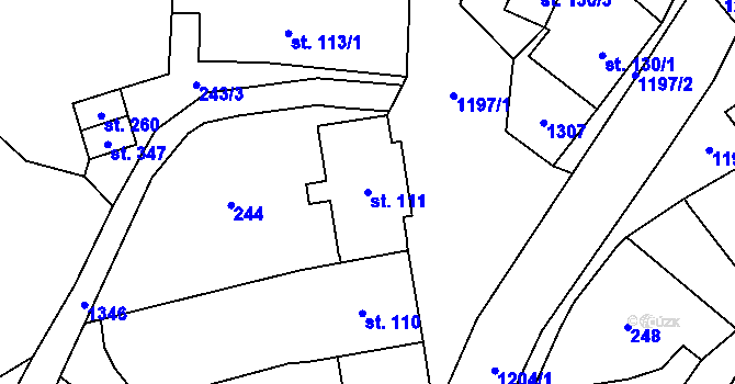 Parcela st. 111 v KÚ Pilníkov I, Katastrální mapa