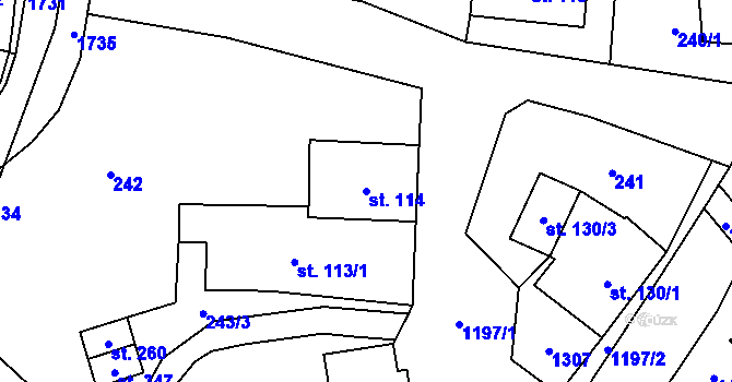 Parcela st. 114 v KÚ Pilníkov I, Katastrální mapa