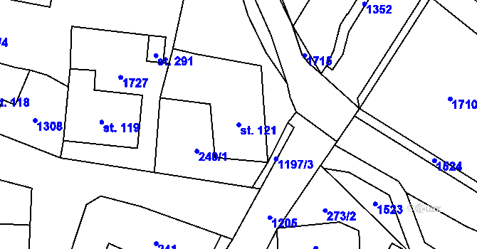 Parcela st. 121 v KÚ Pilníkov I, Katastrální mapa