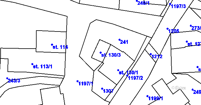 Parcela st. 130/3 v KÚ Pilníkov I, Katastrální mapa