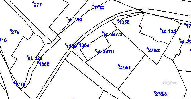 Parcela st. 247/1 v KÚ Pilníkov I, Katastrální mapa